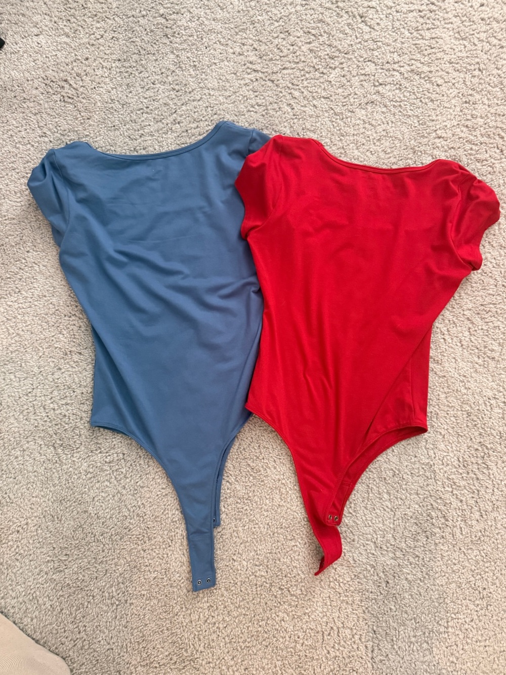 Two Hollister Blue & Red Scoop Neck Bodysuits - Picture 2 of 4